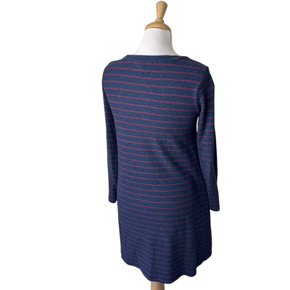 Toad&Co Foothill Long Sleeve Swing Dress True Navy Stripe Small - Picture 3 of 10